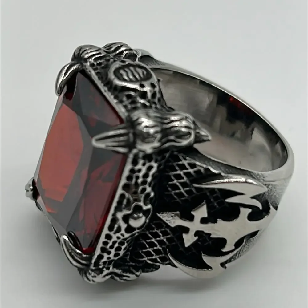 Men's Ring With Red Zirconia Size 12 NWT